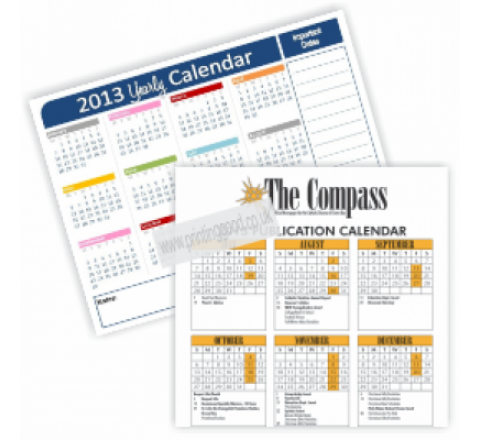 1 Page Calendar Printing